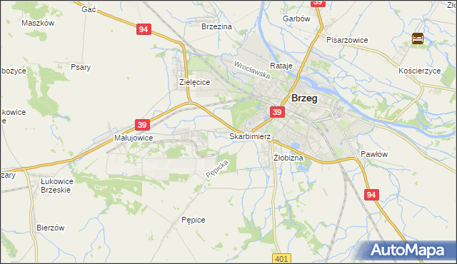 mapa Skarbimierz powiat brzeski, Skarbimierz powiat brzeski na mapie Targeo