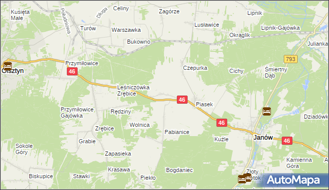 mapa Skowronów gmina Janów, Skowronów gmina Janów na mapie Targeo