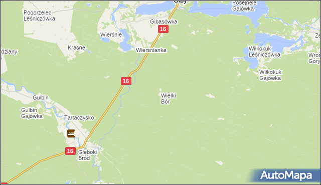 mapa Wielki Bór gmina Giby, Wielki Bór gmina Giby na mapie Targeo