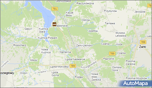 mapa Żarki-Letnisko, Żarki-Letnisko na mapie Targeo