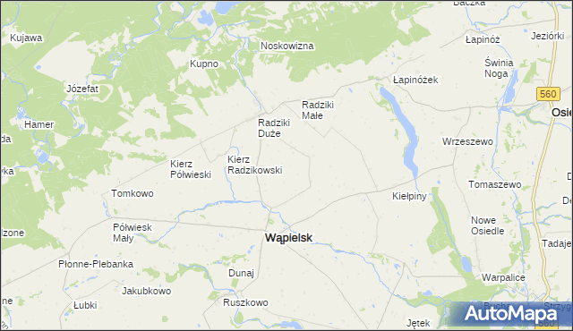 mapa Bielawki gmina Wąpielsk, Bielawki gmina Wąpielsk na mapie Targeo