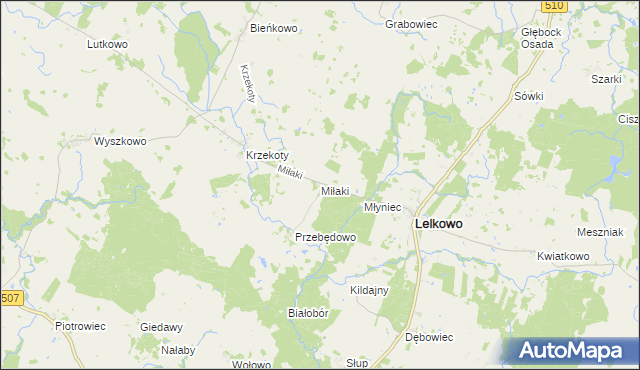 mapa Miłaki, Miłaki na mapie Targeo