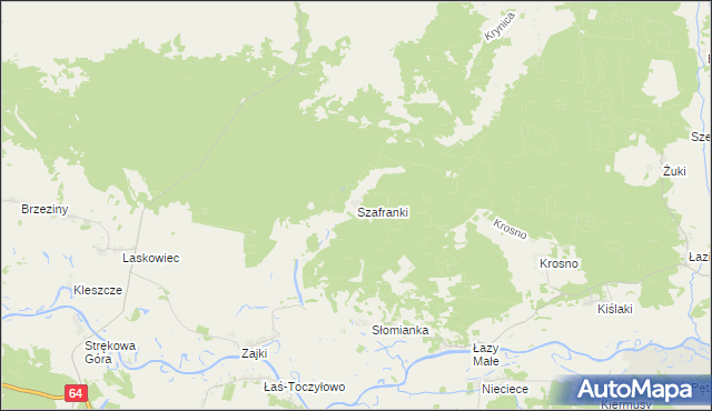 mapa Szafranki gmina Tykocin, Szafranki gmina Tykocin na mapie Targeo
