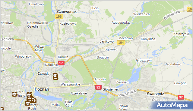 mapa Bogucin gmina Swarzędz, Bogucin gmina Swarzędz na mapie Targeo