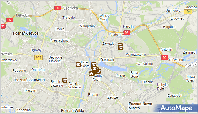 mapa Poznania, Poznań na mapie Targeo