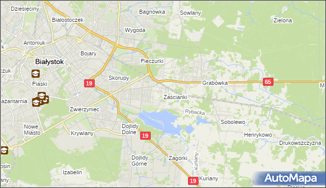 mapa Zaścianki gmina Supraśl, Zaścianki gmina Supraśl na mapie Targeo