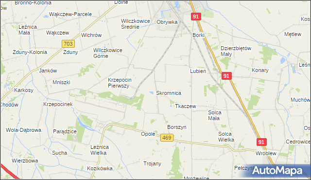 mapa Skromnica, Skromnica na mapie Targeo