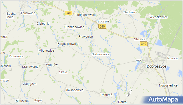 mapa Siekierowice, Siekierowice na mapie Targeo