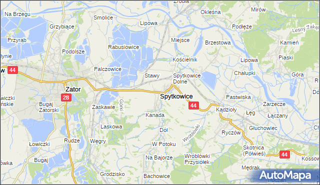 mapa Spytkowice powiat wadowicki, Spytkowice powiat wadowicki na mapie Targeo