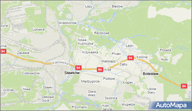 mapa Krzykawa, Krzykawa na mapie Targeo