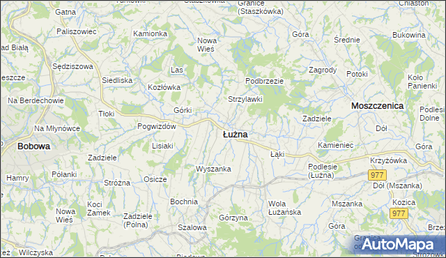 mapa Łużna, Łużna na mapie Targeo