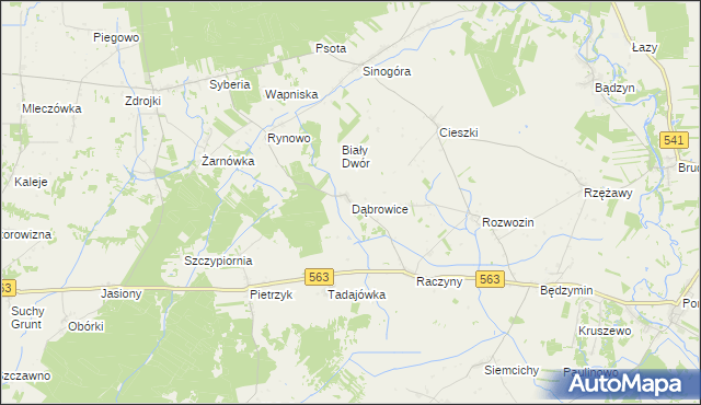 mapa Dąbrowice gmina Żuromin, Dąbrowice gmina Żuromin na mapie Targeo