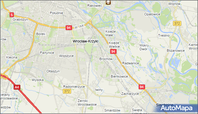 mapa Brochów gmina Wrocław, Brochów gmina Wrocław na mapie Targeo