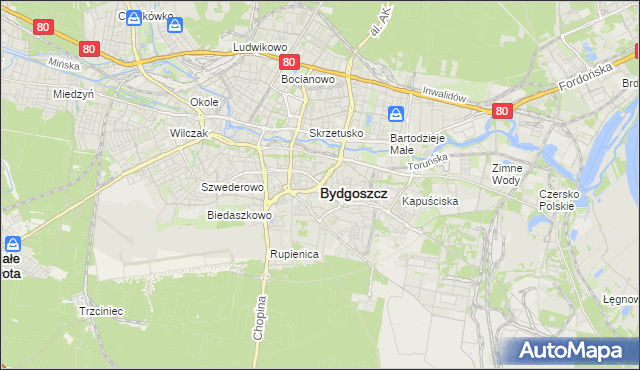 mapa Bydgoszczy, Bydgoszcz na mapie Targeo