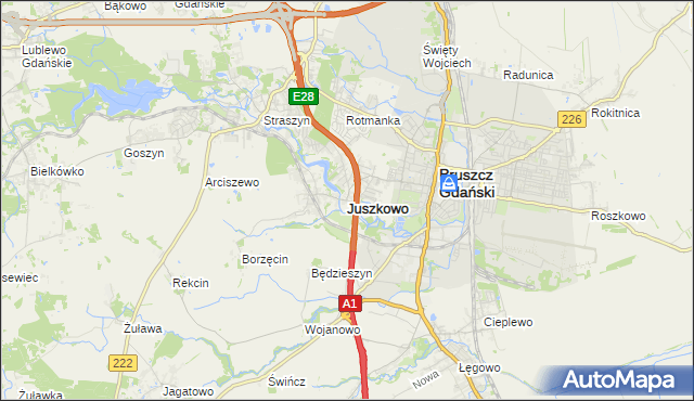 mapa Juszkowo, Juszkowo na mapie Targeo