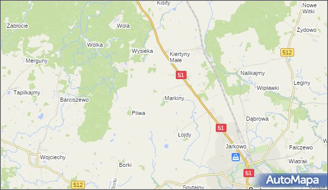 mapa Markiny, Markiny na mapie Targeo
