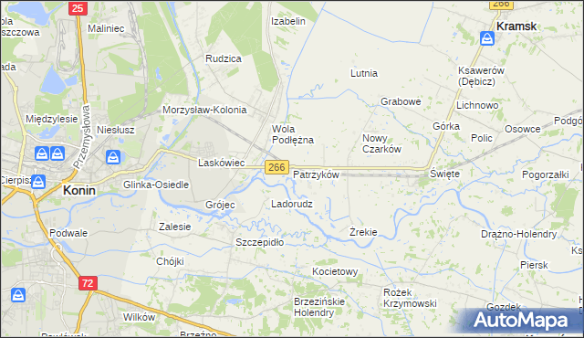 mapa Patrzyków gmina Kramsk, Patrzyków gmina Kramsk na mapie Targeo