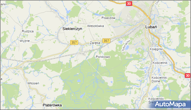 mapa Ponikowo, Ponikowo na mapie Targeo