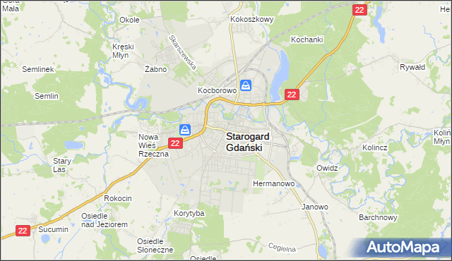 mapa Starogard Gdański, Starogard Gdański na mapie Targeo