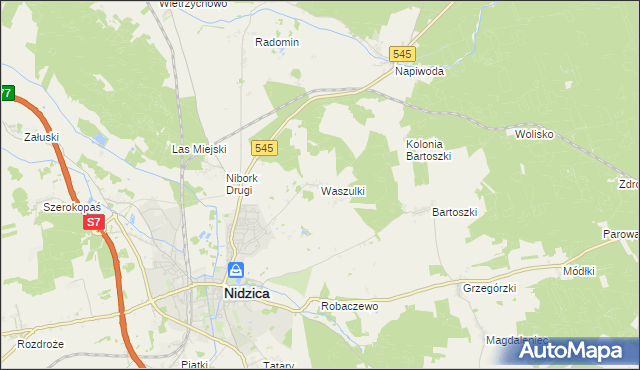 mapa Waszulki, Waszulki na mapie Targeo