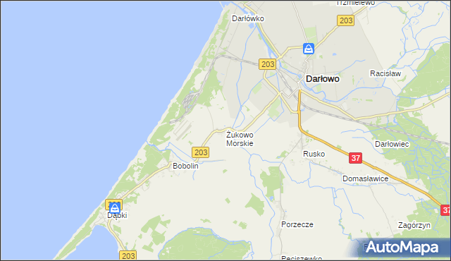 mapa Żukowo Morskie, Żukowo Morskie na mapie Targeo