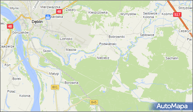 mapa Nieciecz gmina Puławy, Nieciecz gmina Puławy na mapie Targeo