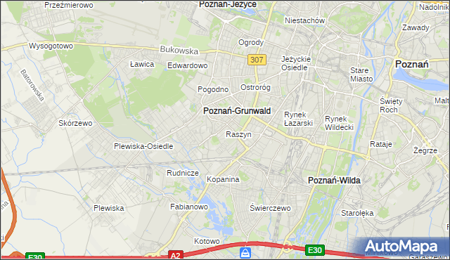 mapa Raszyn gmina Poznań, Raszyn gmina Poznań na mapie Targeo