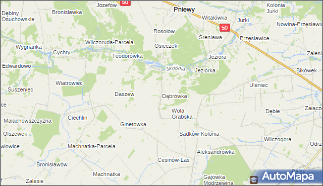 mapa Dąbrówka gmina Pniewy, Dąbrówka gmina Pniewy na mapie Targeo