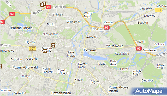 mapa Poznania, Poznań na mapie Targeo