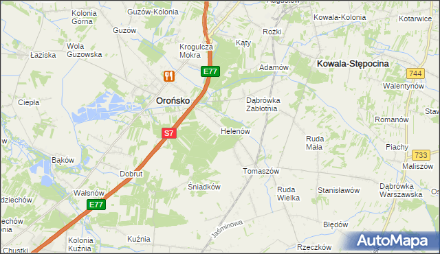 mapa Helenów gmina Orońsko, Helenów gmina Orońsko na mapie Targeo