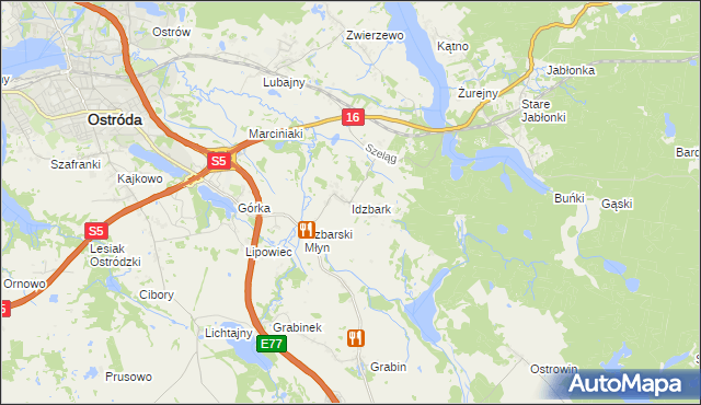 mapa Idzbark, Idzbark na mapie Targeo