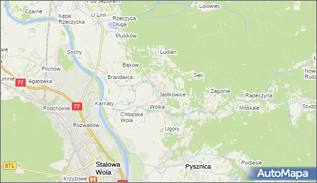 mapa Jastkowice, Jastkowice na mapie Targeo