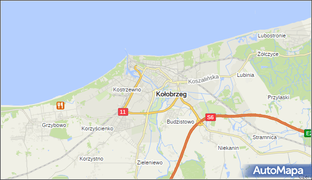 mapa Kołobrzegu, Kołobrzeg na mapie Targeo