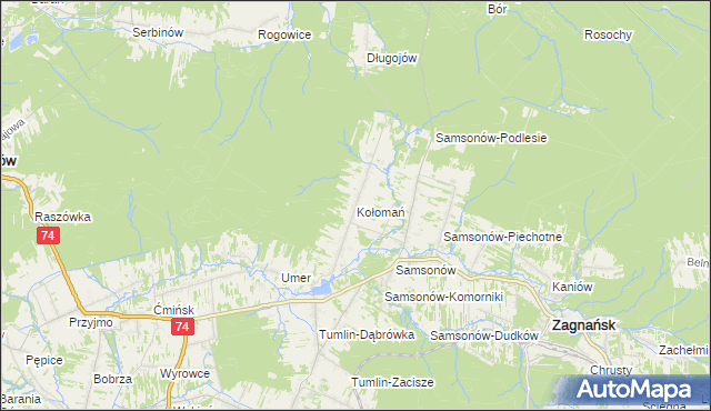 mapa Kołomań, Kołomań na mapie Targeo