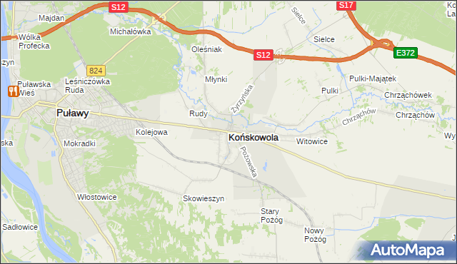 mapa Końskowola, Końskowola na mapie Targeo