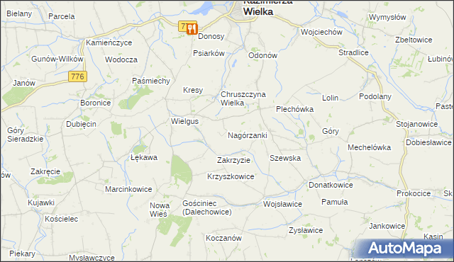 mapa Nagórzanki, Nagórzanki na mapie Targeo