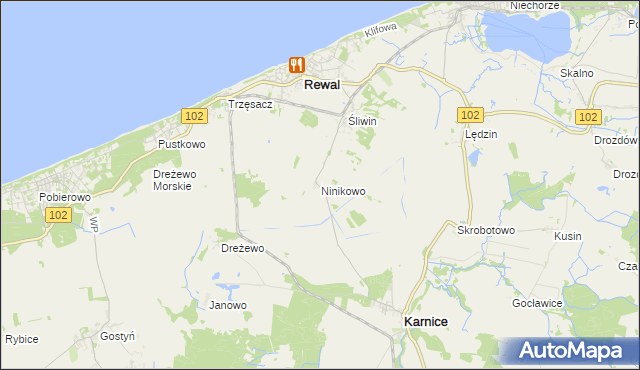 mapa Ninikowo, Ninikowo na mapie Targeo