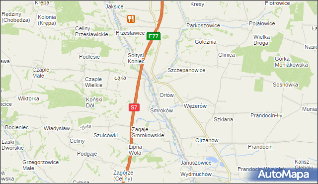 mapa Orłów gmina Słomniki, Orłów gmina Słomniki na mapie Targeo