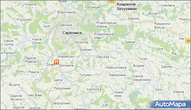 mapa Ostrusza, Ostrusza na mapie Targeo