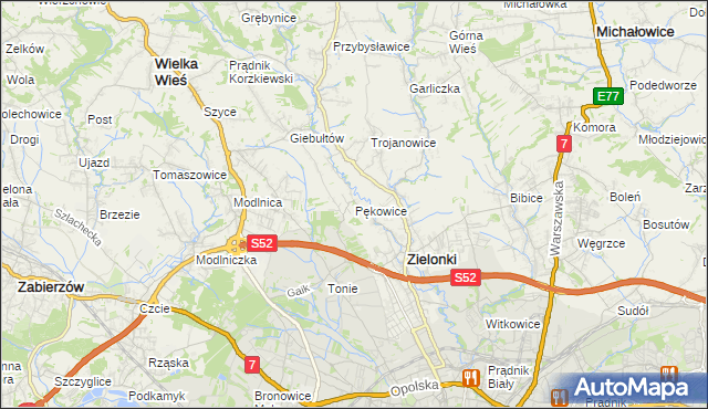 mapa Pękowice, Pękowice na mapie Targeo