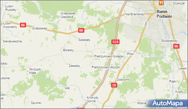 mapa Pietrzykowo-Gołąbki, Pietrzykowo-Gołąbki na mapie Targeo