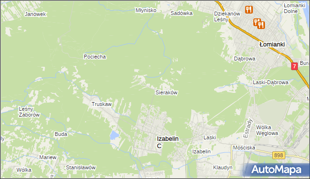 mapa Sieraków gmina Izabelin, Sieraków gmina Izabelin na mapie Targeo