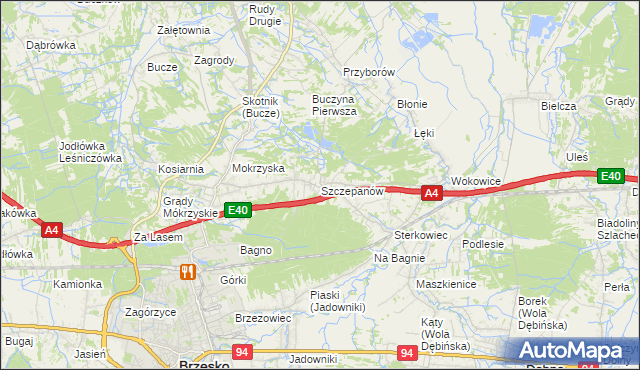 mapa Szczepanów gmina Brzesko, Szczepanów gmina Brzesko na mapie Targeo