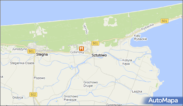mapa Sztutowo, Sztutowo na mapie Targeo