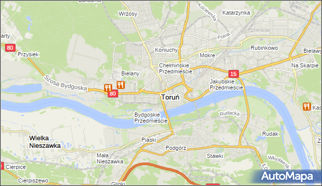 mapa Torunia, Toruń na mapie Targeo