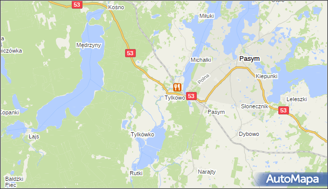 mapa Tylkowo, Tylkowo na mapie Targeo