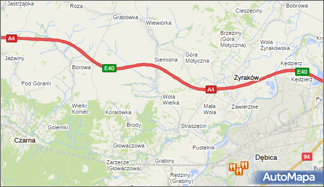 mapa Wola Wielka gmina Żyraków, Wola Wielka gmina Żyraków na mapie Targeo