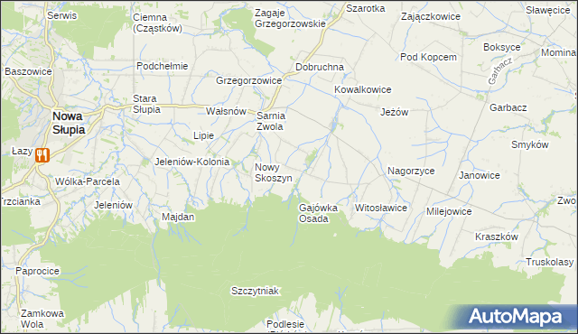 mapa Wronów gmina Waśniów, Wronów gmina Waśniów na mapie Targeo