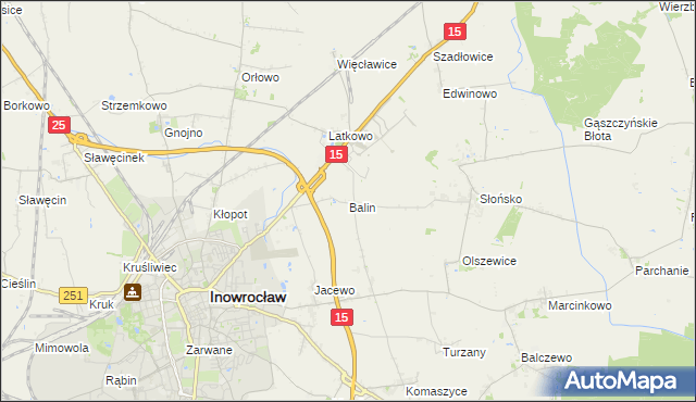 mapa Balin gmina Inowrocław, Balin gmina Inowrocław na mapie Targeo