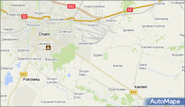 mapa Józefin gmina Kamień, Józefin gmina Kamień na mapie Targeo